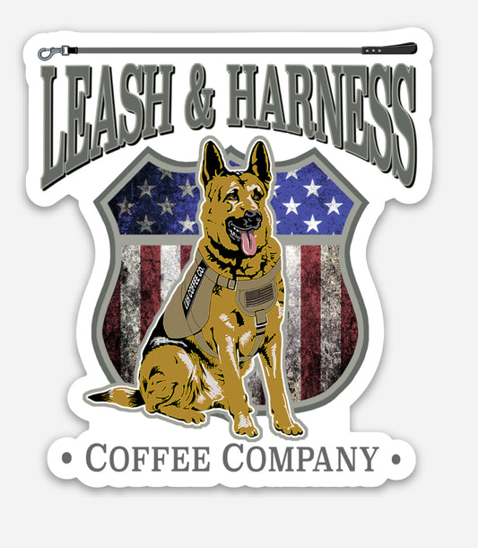 3in. x 3in. Vinyl Leash and Harness Coffee Sticker